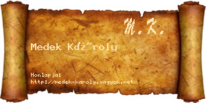 Medek Károly névjegykártya